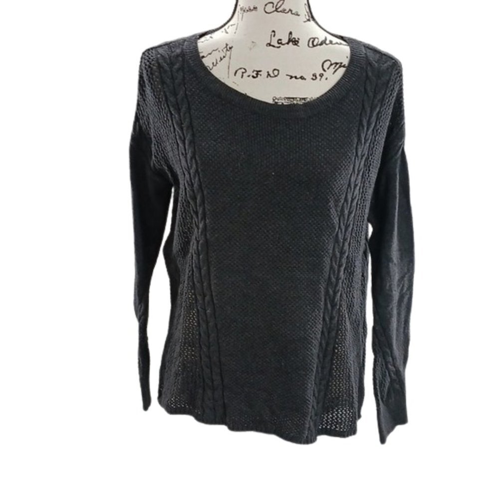 American Eagle Sweater Black Knit Casual Crew Neck Womens Size Small